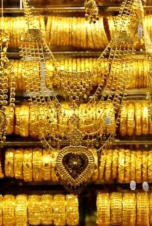 Gold Bangles Necklace Display
